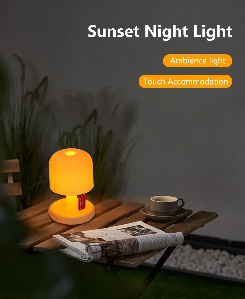 Mini Desktop Sunset Night Lamp Creative USB Rechargeable Mushroom Style Led Night Light for Coffee Bar Home Decor Bedroom
